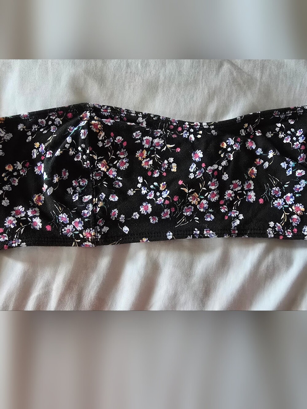 Nollie Pacsun Floral Bandeau Tube Top Black Pink Tag Says XL (Fits a Medium)